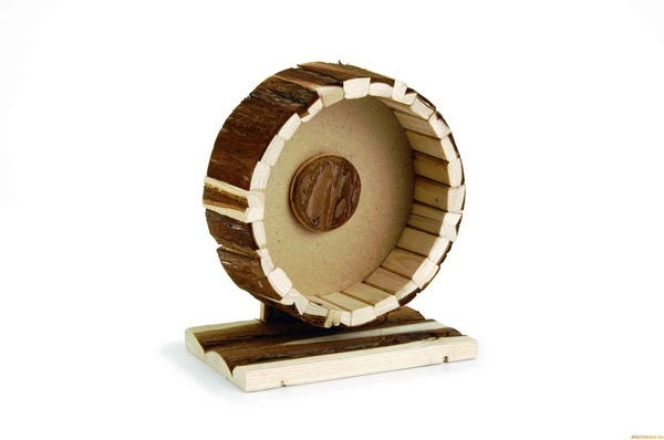 Деревянное колесо для хомяка на подставке 